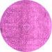 Round Oriental Purple Traditional Rug, abs2712pur