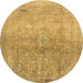 Round Abstract Sedona Brown Oriental Rug, abs2712