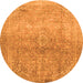 Round Machine Washable Oriental Orange Traditional Area Rugs, wshabs2712org