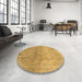 Round Abstract Sedona Brown Oriental Rug in a Office, abs2712