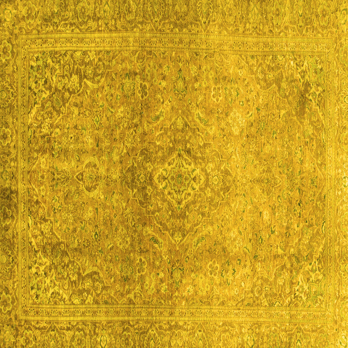 Square Oriental Yellow Traditional Rug, abs2712yw