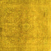 Square Oriental Yellow Traditional Rug, abs2712yw