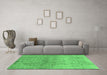 Machine Washable Oriental Emerald Green Traditional Area Rugs in a Living Room,, wshabs2712emgrn