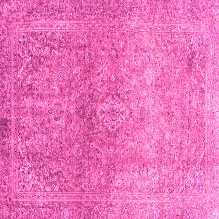 Square Machine Washable Oriental Pink Traditional Rug, wshabs2712pnk