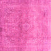 Square Machine Washable Oriental Pink Traditional Rug, wshabs2712pnk