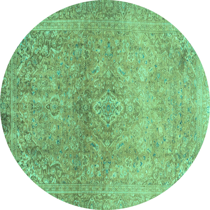 Round Oriental Turquoise Traditional Rug, abs2712turq
