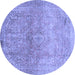 Round Machine Washable Oriental Blue Traditional Rug, wshabs2712blu