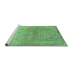 Sideview of Machine Washable Oriental Turquoise Traditional Area Rugs, wshabs2712turq