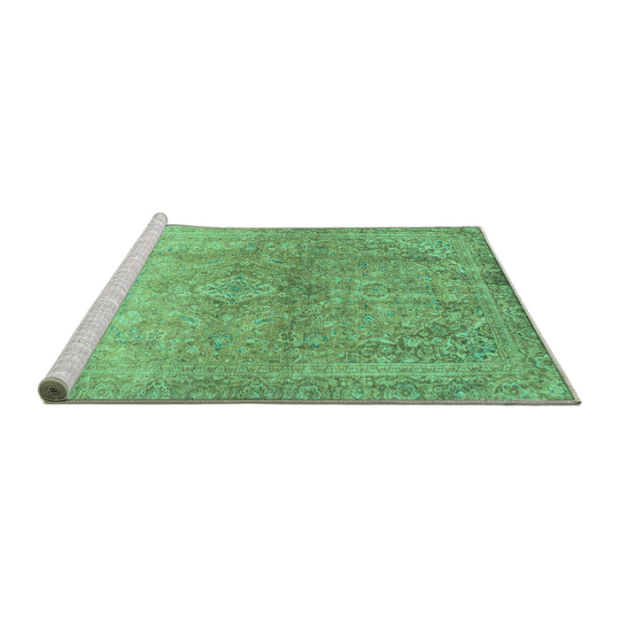 Sideview of Machine Washable Oriental Turquoise Traditional Area Rugs, wshabs2712turq