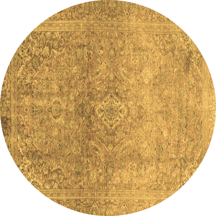 Round Oriental Brown Traditional Rug, abs2712brn