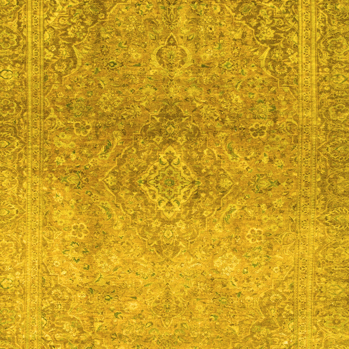 Machine Washable Oriental Yellow Traditional Rug, wshabs2712yw