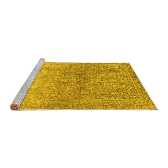 Sideview of Machine Washable Oriental Yellow Traditional Rug, wshabs2712yw