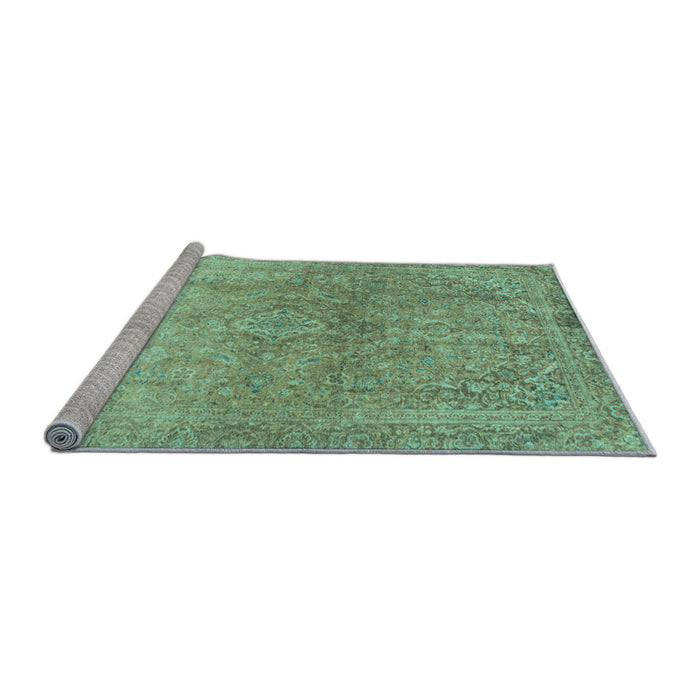Sideview of Machine Washable Oriental Light Blue Traditional Rug, wshabs2712lblu