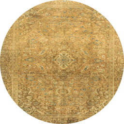 Round Machine Washable Abstract Sedona Brown Rug, wshabs2712