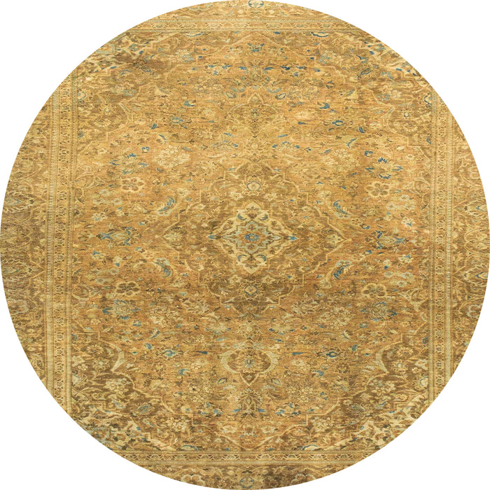 Round Machine Washable Abstract Sedona Brown Rug, wshabs2712