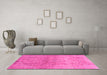 Machine Washable Oriental Pink Traditional Rug in a Living Room, wshabs2712pnk