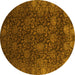 Round Abstract Yellow Modern Rug, abs2713yw