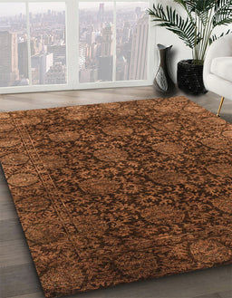 Machine Washable Abstract Red Rug in a Family Room, wshabs2713