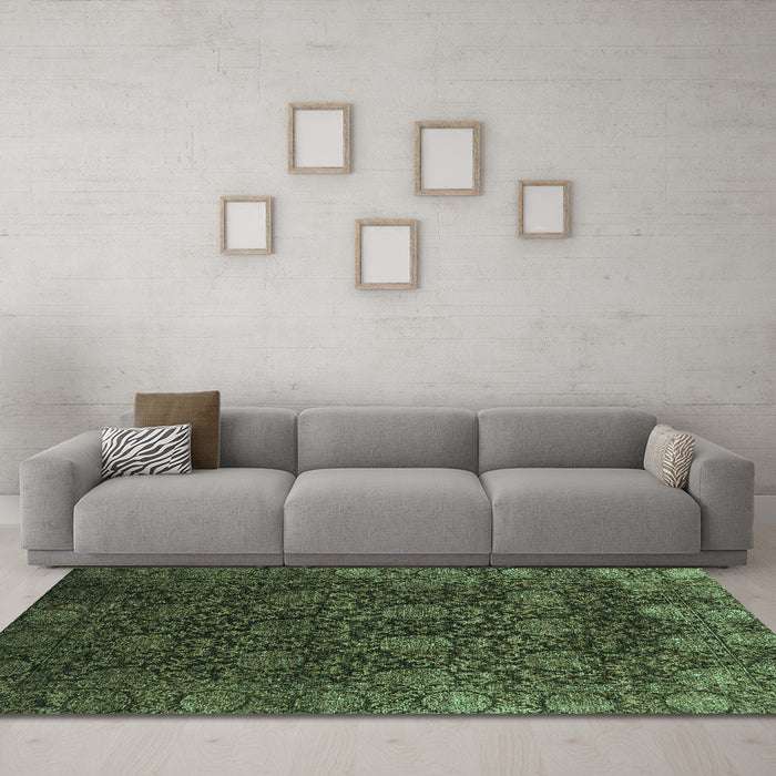 Machine Washable Abstract Turquoise Modern Area Rugs in a Living Room,, wshabs2713turq