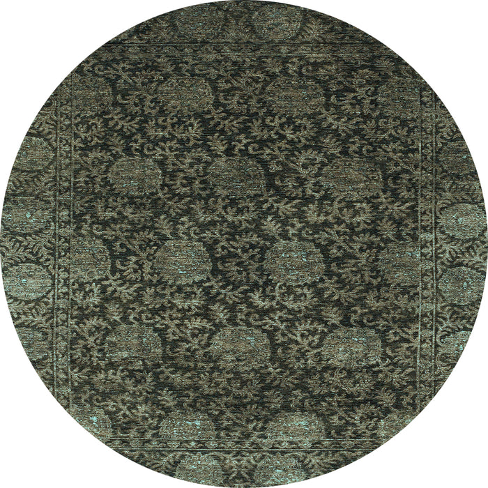 Round Abstract Light Blue Modern Rug, abs2713lblu