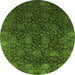 Round Abstract Green Modern Rug, abs2713grn