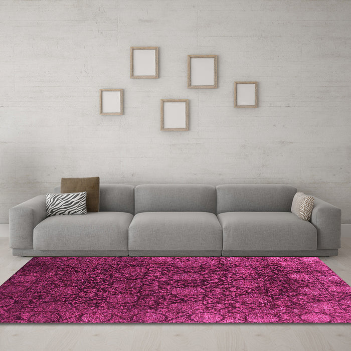Machine Washable Abstract Pink Modern Rug in a Living Room, wshabs2713pnk
