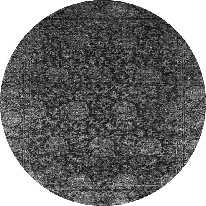 Round Machine Washable Abstract Gray Modern Rug, wshabs2713gry