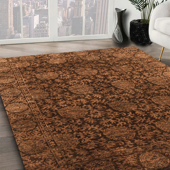 Abstract Red Modern Rug in Family Room, abs2713