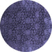 Round Abstract Blue Modern Rug, abs2713blu