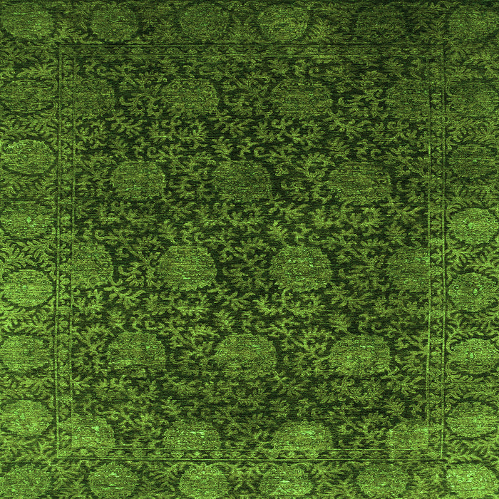 Square Machine Washable Abstract Green Modern Area Rugs, wshabs2713grn