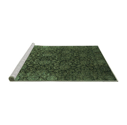 Sideview of Machine Washable Abstract Turquoise Modern Area Rugs, wshabs2713turq