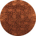 Round Machine Washable Abstract Orange Modern Area Rugs, wshabs2713org