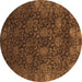 Round Machine Washable Abstract Brown Modern Rug, wshabs2713brn