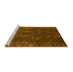 Sideview of Machine Washable Abstract Yellow Modern Rug, wshabs2713yw
