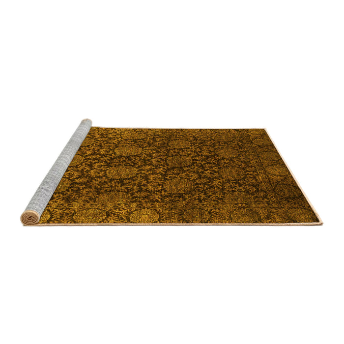 Sideview of Machine Washable Abstract Yellow Modern Rug, wshabs2713yw