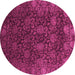 Round Machine Washable Abstract Pink Modern Rug, wshabs2713pnk