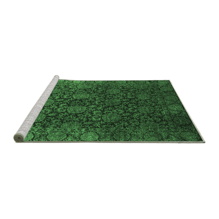 Sideview of Machine Washable Abstract Emerald Green Modern Area Rugs, wshabs2713emgrn