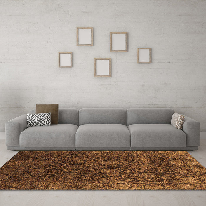 Machine Washable Abstract Brown Modern Rug in a Living Room,, wshabs2713brn