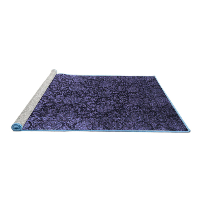 Sideview of Machine Washable Abstract Blue Modern Rug, wshabs2713blu