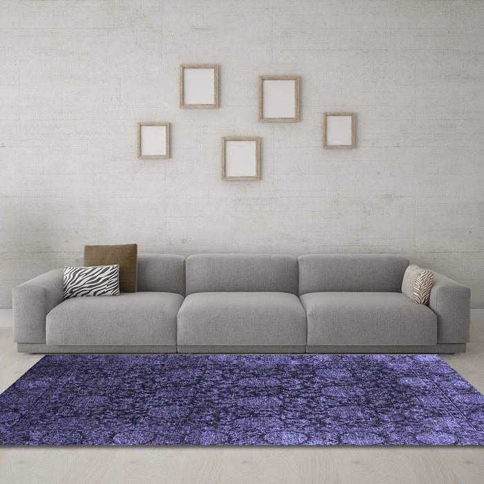 Machine Washable Abstract Blue Modern Rug in a Living Room, wshabs2713blu