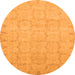 Round Machine Washable Oriental Orange Traditional Area Rugs, wshabs2714org