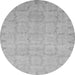 Round Machine Washable Oriental Gray Traditional Rug, wshabs2714gry