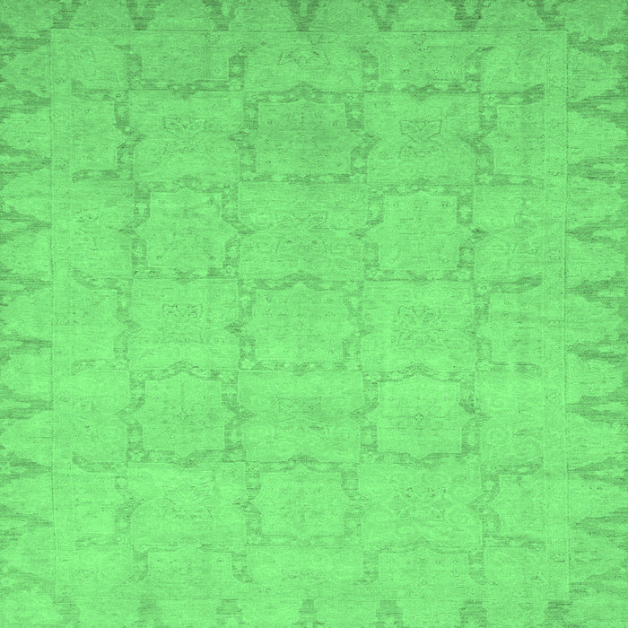 Square Machine Washable Oriental Emerald Green Traditional Area Rugs, wshabs2714emgrn