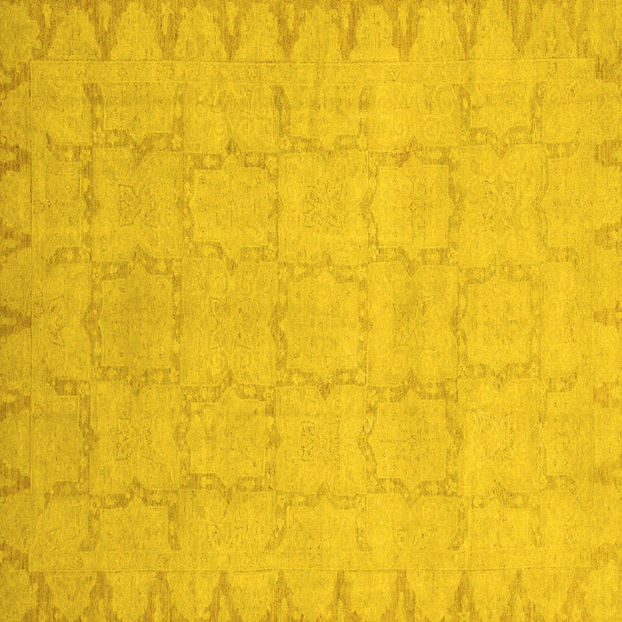 Square Oriental Yellow Traditional Rug, abs2714yw