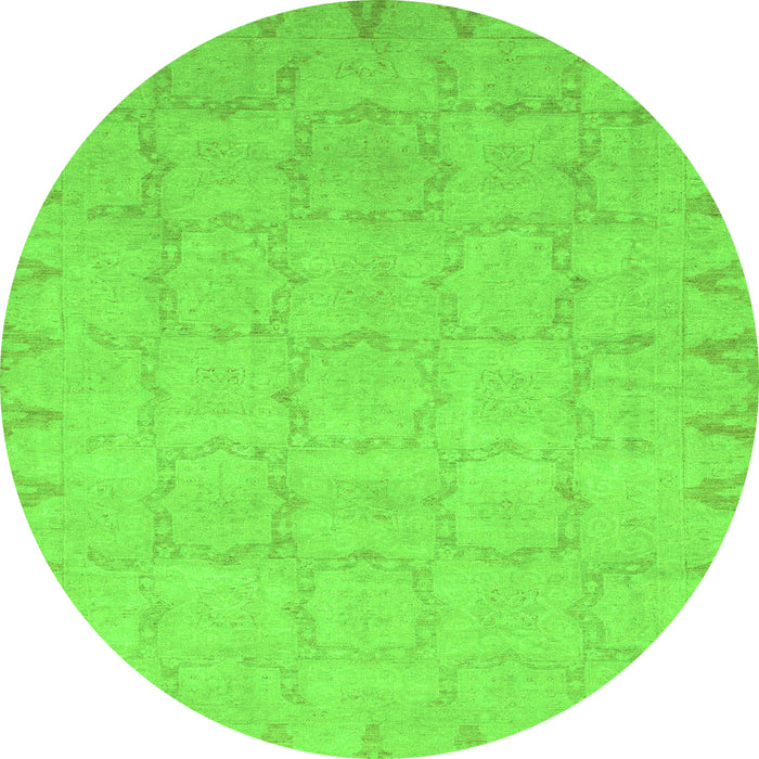 Round Oriental Green Traditional Rug, abs2714grn