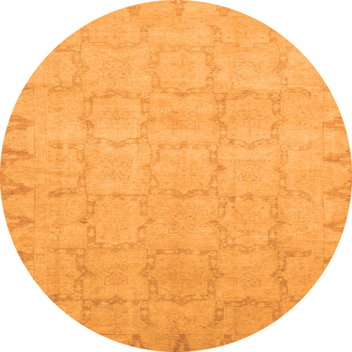 Round Oriental Orange Traditional Rug, abs2714org