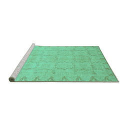 Sideview of Machine Washable Oriental Turquoise Traditional Area Rugs, wshabs2714turq