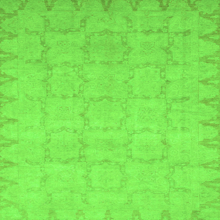 Square Machine Washable Oriental Green Traditional Area Rugs, wshabs2714grn