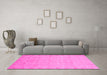 Machine Washable Oriental Pink Traditional Rug in a Living Room, wshabs2714pnk