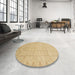 Round Abstract Gold Oriental Rug in a Office, abs2714